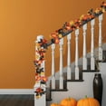 thumbnail image 6 of Halloween Artificial Maple Leaf Garland with Pumpkins and Sunflowers 66.7 inch Fall Vine for Stair Railing Mantle Door Table Harvest Festival Autumn Decor, 6 of 6