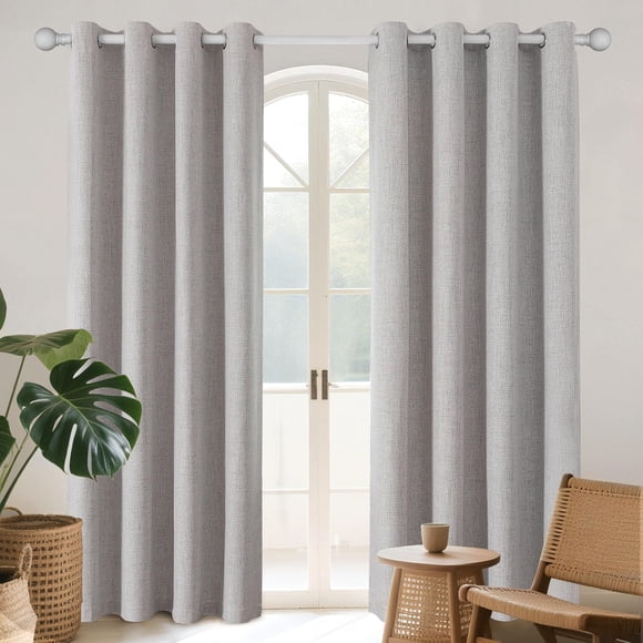 Joydeco Rideaux Occultants 100 % pour Chambre, 84 Po de Long, Ensemble de 2 Panneaux de Rideaux Occultants en Lin avec Oeillets pour Fenêtre de Salon, Isolés Thermiquement