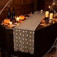thumbnail image 4 of Extra Long Halloween Table Runner, Black Sheer Table Runner with Gold Print, Gothic Spider Web Table Decor for Halloween Party, Dining Table, Mantel, and Home Display, 4 of 6
