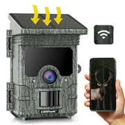 CAMPARK Solar Powered Trail Camera 2K WiFi Bluetooth Night Vision Deer Game Camera 24MP with 120° PIR Range Hunting Scouting Camera with IP66 Waterproof for Wildlife Monitoring Property Security