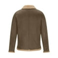 thumbnail image 3 of ZCFZJW Mens Faux Leather Jacket - Winter Plush Thick Warm Sherpa Fleece Lined Heavy Coat Casual Long Sleeve Full Zip up Bomber Jacket with Shearling Lining Khaki XXL, 3 of 5