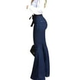 thumbnail image 3 of Gvmfive Womens Classic Flare Bell Bottom Denim Jeans Pants With Tie, 3 of 4