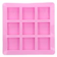 thumbnail image 1 of ZOUSSIQI Pink 9 Grids Rectangular Organic Silicone Hand Made Soap Mold Kitchen DIY Cake Baking Tools JU316-132367, 1 of 13