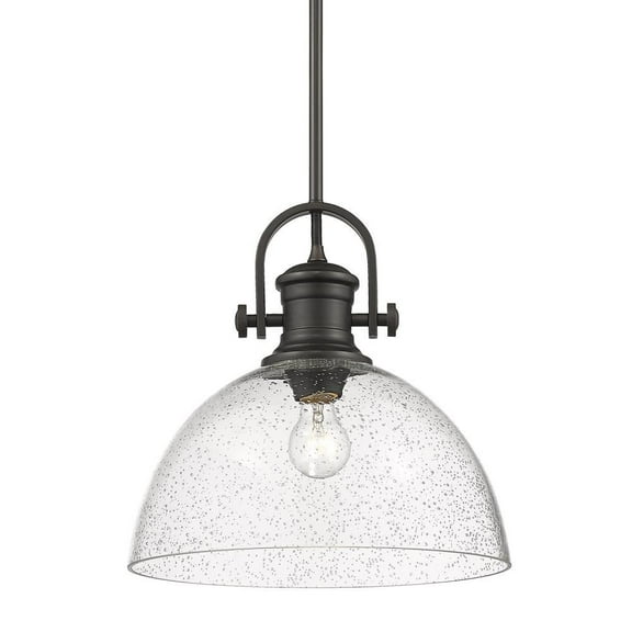 1 Light Pendant-13.13 inches Tall and 13.5 inches Wide-Rubbed Bronze Finish-Seeded Glass Color Bailey Street Home 170-Bel-4158998