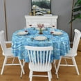 thumbnail image 2 of Blue White Tie Dye Swirl Pattern Round Tablecloth 60"x60",Wrinkle Wipeable Table Cloth for Kitchen Dining Room Picnic Patio Party, 2 of 6