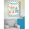 thumbnail image 3 of Personalized Canvas Birth Announcement Nursery Decor Gift, Sailboat Design, Custom Name, Date, Weight & Length, Unique Boys & Girls Baby Shower Wall Art Presents, Color Gray # 9, Size - 8X10, 3 of 5