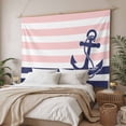 thumbnail image 3 of Anchor Pink Large Tapestry for Bedroom Wall Hanging Tapestry, Modern Navy Blue White Striped Nautical Ceiling Backdrop Tapestries Poster Blanket Wall Decor for Teens Room Living Room Dorm 86" x 104", 3 of 8