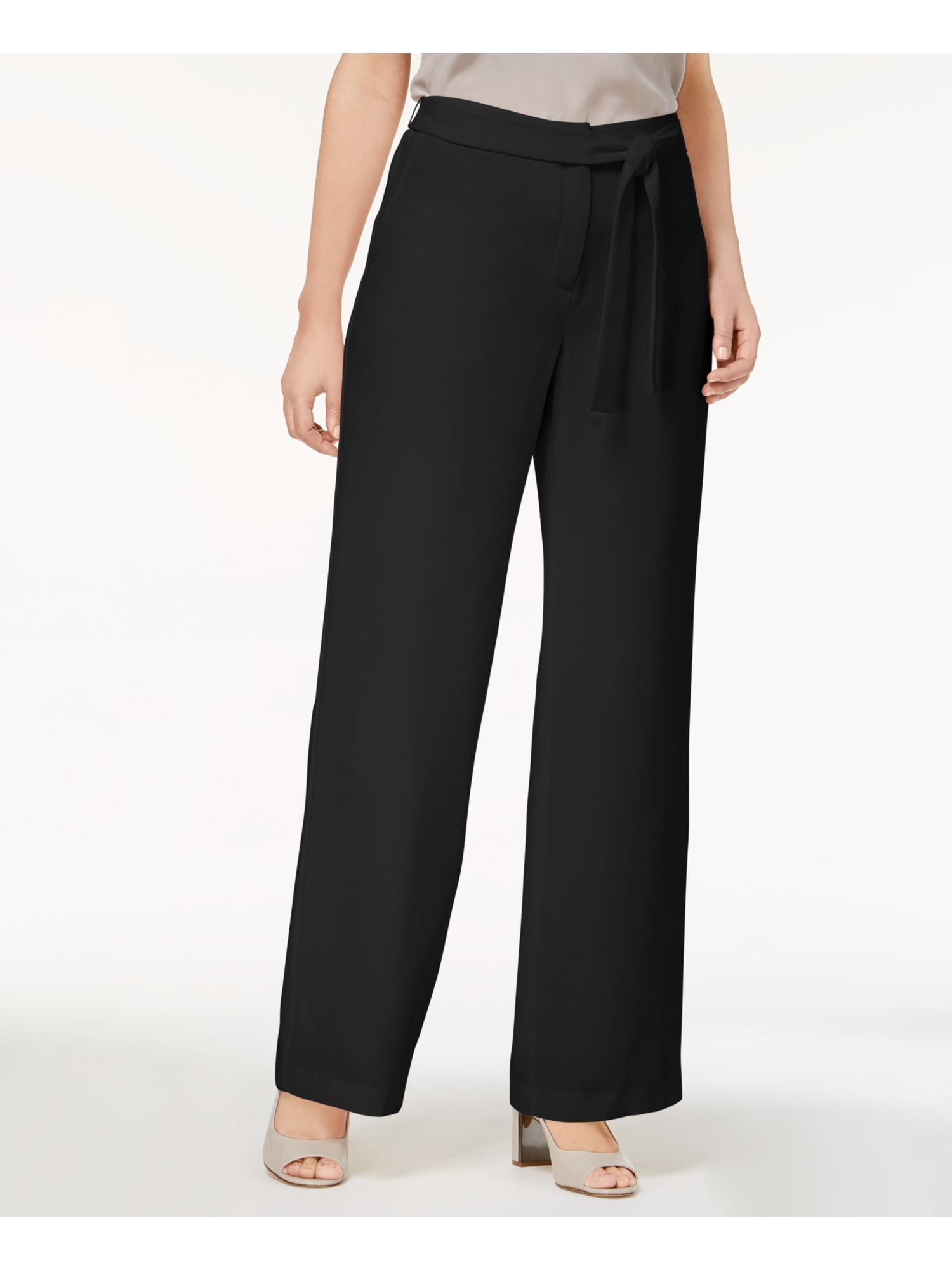 Alfani - ALFANI Womens Black Tie Front Wide Leg Pants Size: 4 - Walmart ...