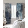 thumbnail image 3 of Navy Blue Grey Blackout Curtains, Light Blocking Print Window Curtains, Modern Oil Painted Abstract Art Aesthetics Thermal Insulated Window Drapes for Living Room 2 Panels, 55"W x 39"L, 3 of 9