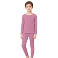 thumbnail image 2 of LIJCC Children's Two Piece Solid Color Thermal Underwear and Thermal Pants Set Kids Base Layer Winter Warm(Purple,9-10Years), 2 of 9