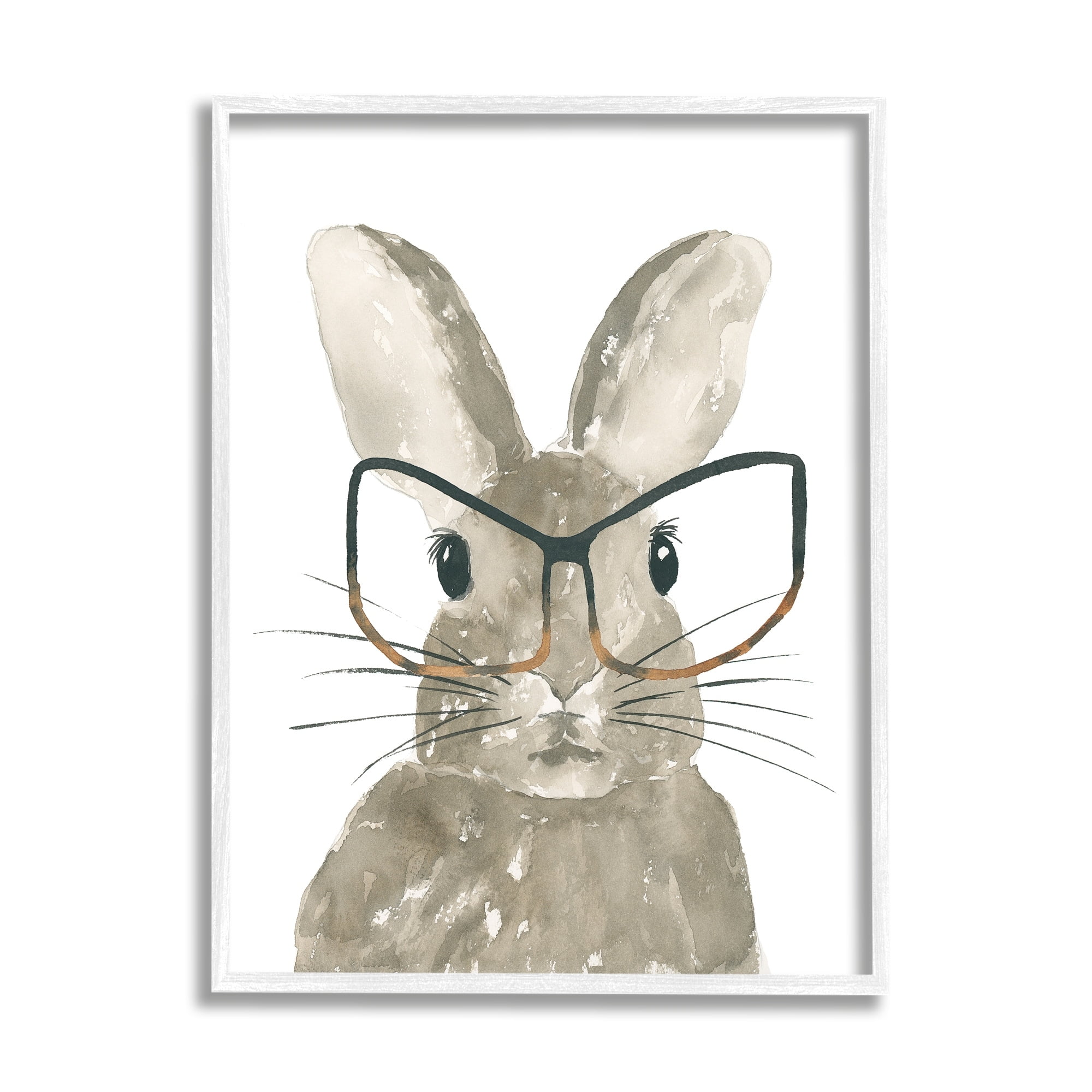 Stupell Industries Baby Bunny with Large Glasses Children's Woodland Animal, 24 x 30,Design by Lucille Price