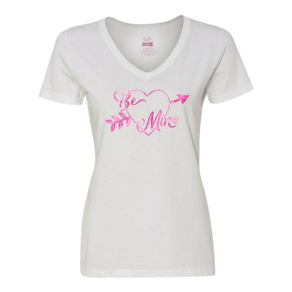 Inktastic Be Mine Valentine's Day Arrow and Heart in Pink Women's V-Neck T-Shirt