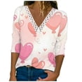 thumbnail image 2 of Azrian Plus Size Shirt Clearance in Summer Casual Women's V Neck Summer Sexy Gradient Valentine's Day Print Regular Women's Long Sleeve Top, 2 of 5