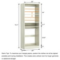 thumbnail image 3 of Homieasy 25'' Closet System, Freestanding Closet Organizer Wardrobe with Hanging Rods and Shelves, Adjustable Clothes Garment Rack, Sturdy Walk in Closet Tower, White Oak, 3 of 8
