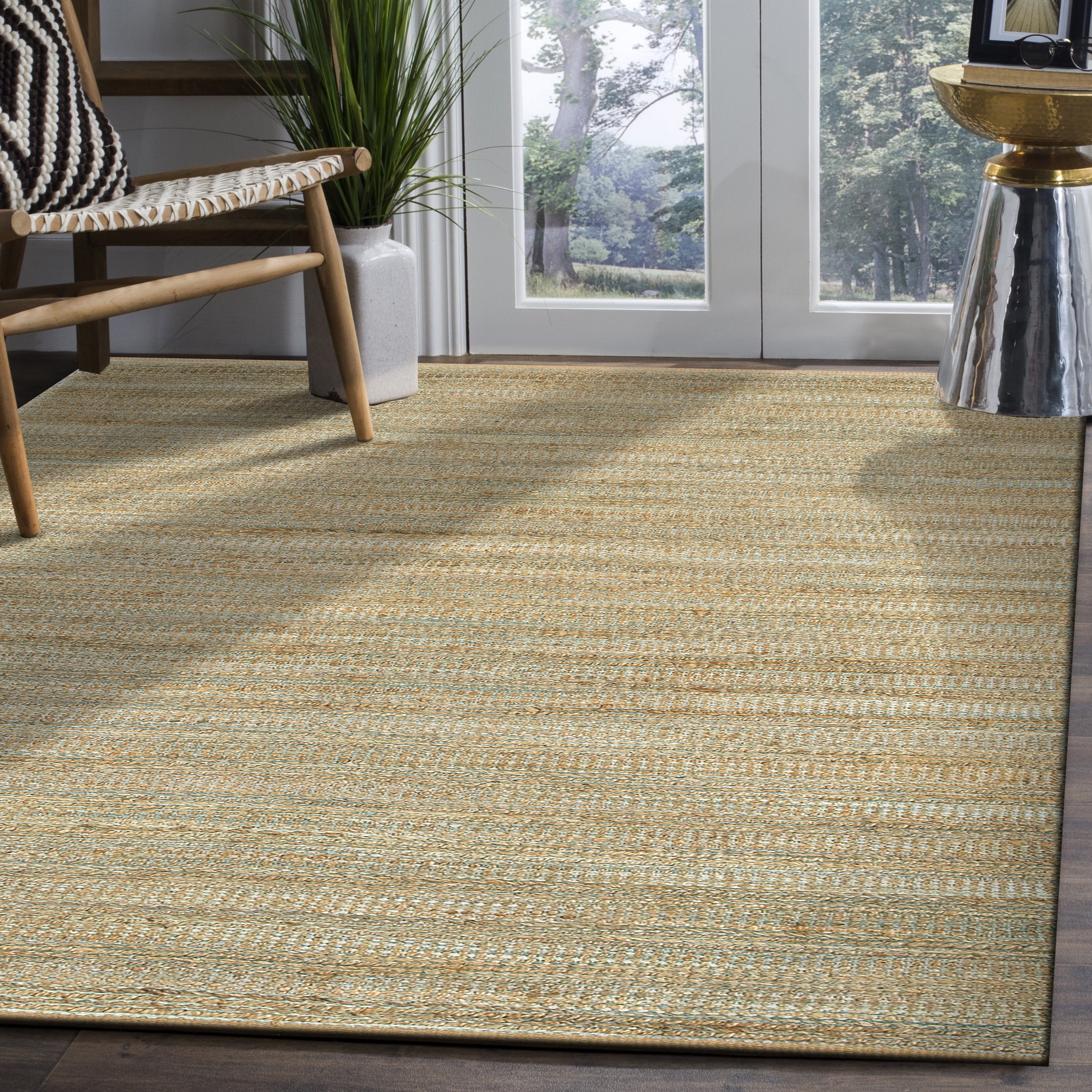 Desert Fields Contemporary Handwoven Natural Jute and Chenille Area Rug