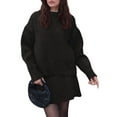 thumbnail image 3 of Women Sweater Skirt Sets 2 Pieces Outfits Loose Fit Pullover Sweater Knitted Mini Skirt Dark Coffee L, 3 of 8