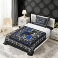 thumbnail image 2 of Erosebridal Vintage Crow Twin Sheet Sets, Bohemian Aztec Mandala Bedding, Black Gray Blue, 3pcs 1 Flat Sheet, 1 Fitted Sheet and 1 Pillowcase, 2 of 5