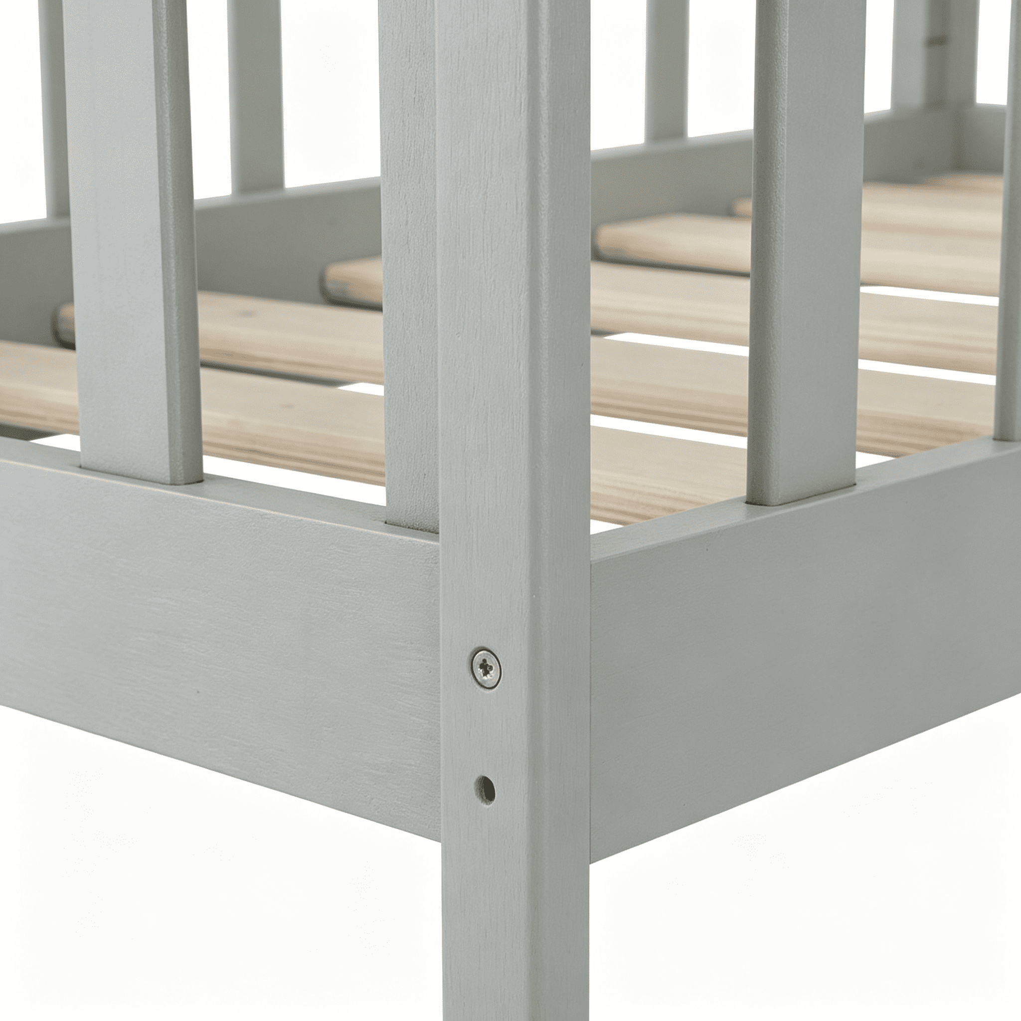 Gray Pine Wood Toddler Bed with Double Side Safety Guardrails, Low 8in Height Kids Transition Bed for Boys Girls Bedroom