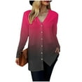 thumbnail image 5 of idosla Long Cardigans for Women Open Front Lightweight Tie Dye Trendy Cardigans Long Sleeve Button Up Cardigan with Pocket (Hot Pink, 3XL), 5 of 8