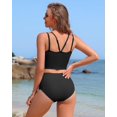 thumbnail image 2 of Set de bikini Charmo de cintura alta de dos piezas para control de barriga, negro, 2 of 9