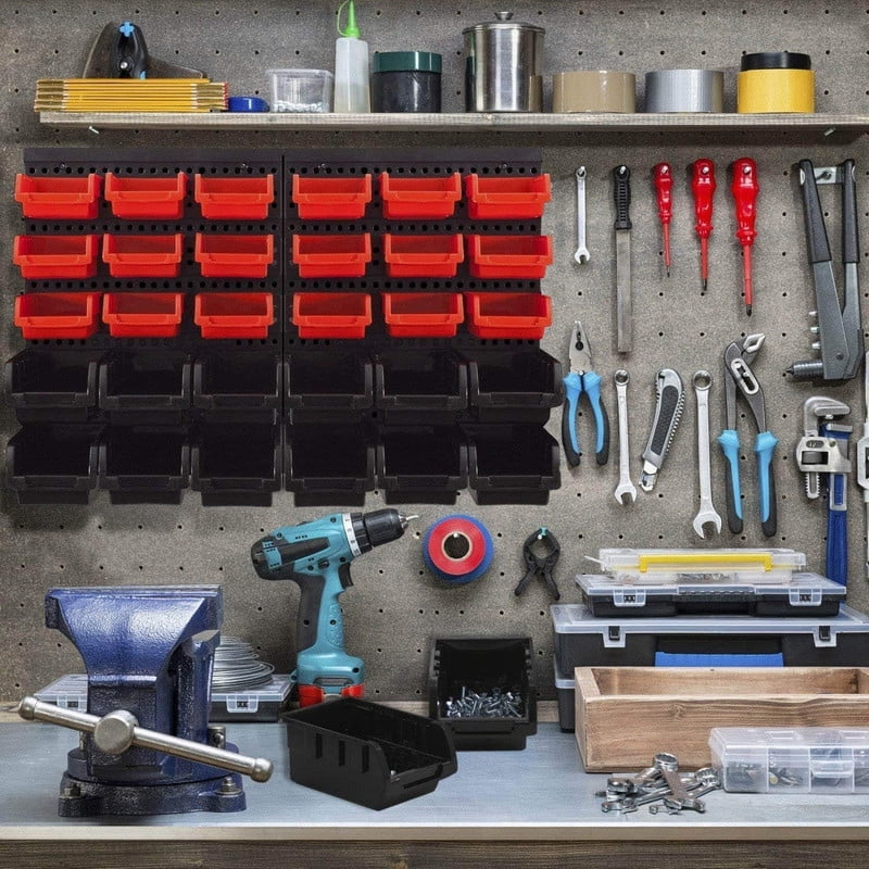 30 Pcs Wall Mounted Storage Bins, Garage Organizer Storage Shelf Unit Board 25.2" x 16.2"