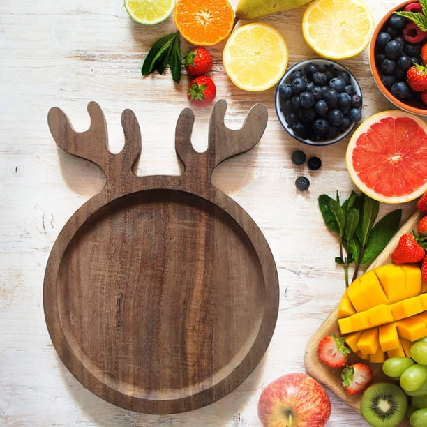 Christmas Antler Dinner Tray Fruit Tray Wooden Wood Crafts