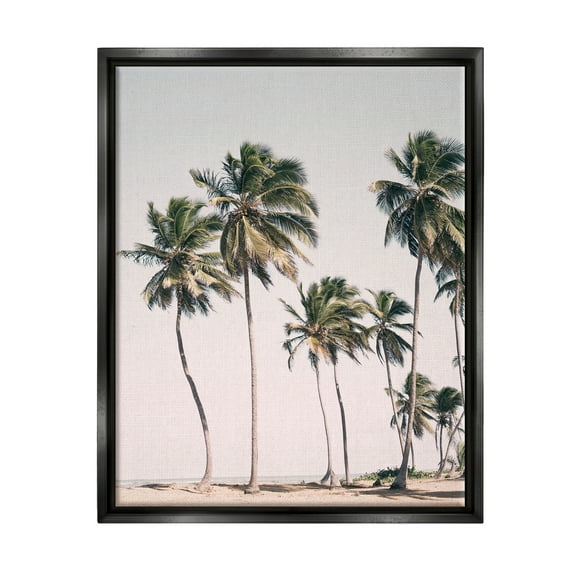 Stupell Industries Windblown Palm Trees Nature Photography Black Floater Framed Art Print Wall Art, 17 x 21