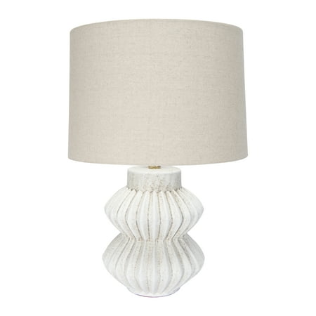Bloomingville 22 H Fluted Terracotta Table Lamp with Distressed Finish & Linen Shade