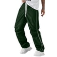 thumbnail image 3 of Dwellite Track Pants Men Side Striped Baggy Wide Leg Parachute Pants Streetwear Elastic Waist Lounge Pants with Pockets Army Green M, 3 of 9