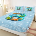 thumbnail image 5 of Feelyou Cartoon Dinosaur Twin Sheet Sets for Boys, Initial Letter B Twin Fitted Sheet, Cartoon Theme Flat Sheet, Microfiber Bedroom Decor, 3-Piece, 5 of 7