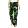thumbnail image 2 of Goofa Tropical Leaves1 Printed Soft Pajama Pants for Women, Wide Leg Comfy Casual Lounge Yoga Pants-Medium, 2 of 9