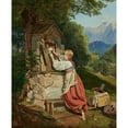 thumbnail image 3 of Ferdinand Georg Waldmüller 15x18 Black Modern Framed Museum Art Print Titled - A Girl Decorates the Mother of God with a Rose (1836), 3 of 5