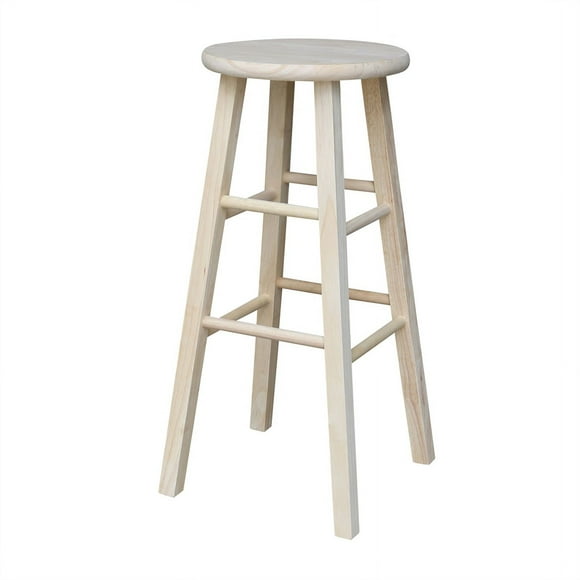 International Concepts 30" Round Top Wooden Bar Stool Unfinished