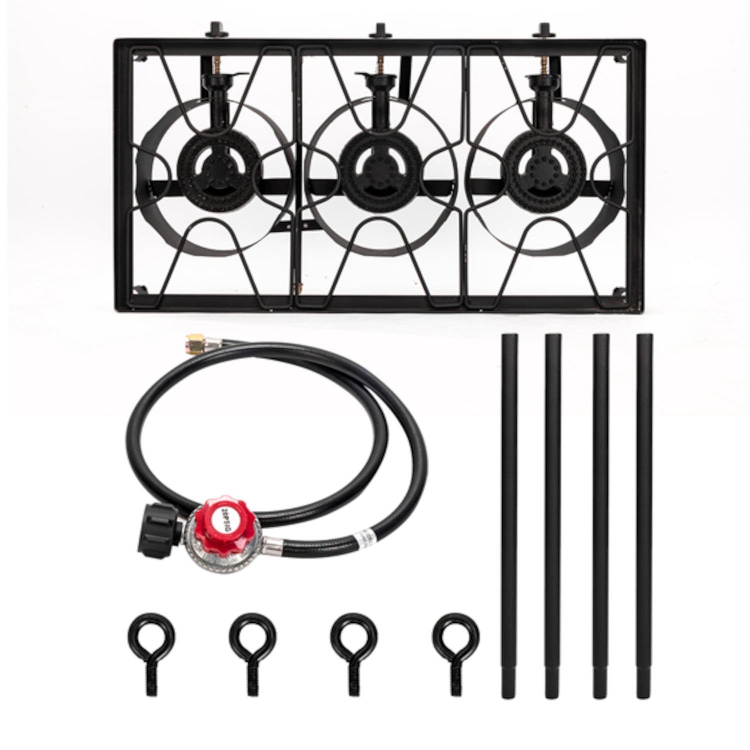 Alvantor 3 Burner Outdoor Gas Stove With Removable Legs, Adjustable 0-20 Psi Regulator, 225000 Btu