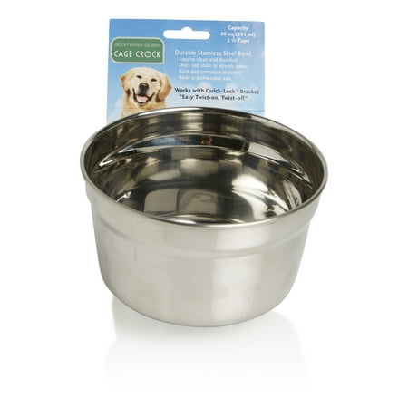 UPC: 0076711007423 | Lixit Dog Stainless Steel Crock Bowl  20 oz  Great for Crates  Carriers  and Wire Fences.