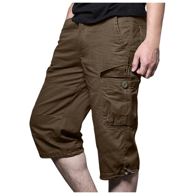 SHIXIAOO Men's Casual Solid Color Work Pants Fashionable Pants Men's Cropped Pants