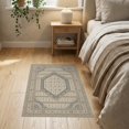 thumbnail image 3 of ODIKA 2'x3' Beige Blue Yellow Ida Stone Gold Design Washable Accent Rug Intricate Geometric Patterns with Elegance for Bedroom, Nursery, RV, Pet Friendly, Bedside Mat, 3 of 6