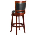 thumbnail image 3 of 30'' High Dark Cherry Wood Barstool with Open Panel Back and Walnut Leather Swivel Seat, 3 of 5