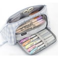 thumbnail image 1 of Grande Capacité Pochette de Rangement en Toile Colorée Porte-Stylo Trousse Simple pour Papeterie pour Collège Bureau Étudiant Fille Femme Adulte Adolescent Cadeau, 1 of 4