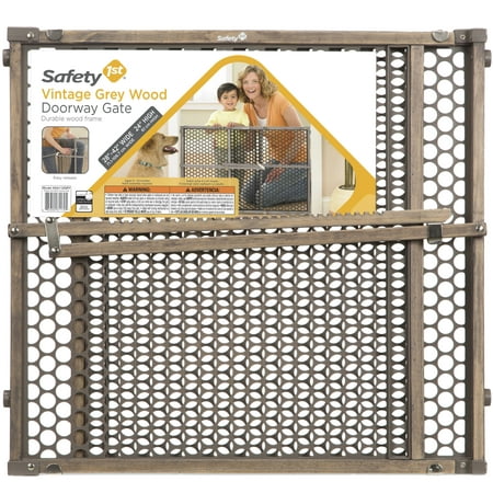Safety 1ˢᵗ Vintage Grey Wood Doorway Security Gate, Grey