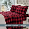 thumbnail image 3 of Elegant Comfort Cozy Warm Velvet Plush Flannel 4-Piece Sheet Set, Queen - Buffalo Red, 3 of 5