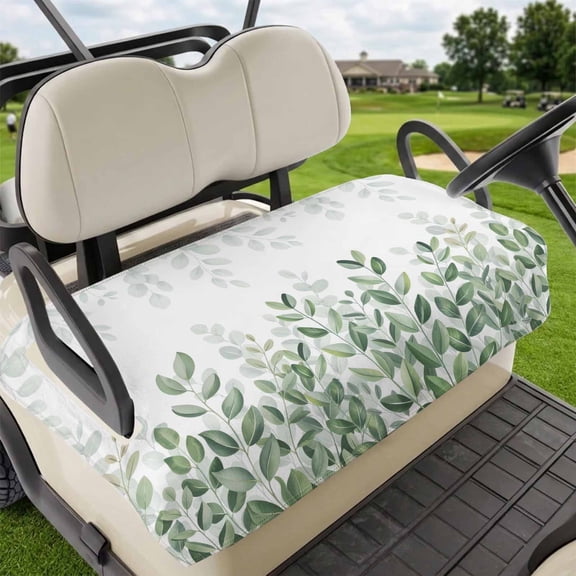 Golf Cart Seat Covers for 2 Seater,Spring Emerald Green Eucalyptus Microfiber Cart Seat Towel Blanket,Botanical Leaf Country Absorbent Breathable NonSlip Bench Seats Protector for Golf Course 51"x31"