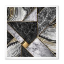 Designart 'Touches Of Gold With Marble Granite Agate' Modern Framed Art Print