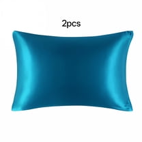 AUQ Satin Pillowcases for Skin Set of 2,Zipper Closure Peacock Blue Queen Pillow Cases