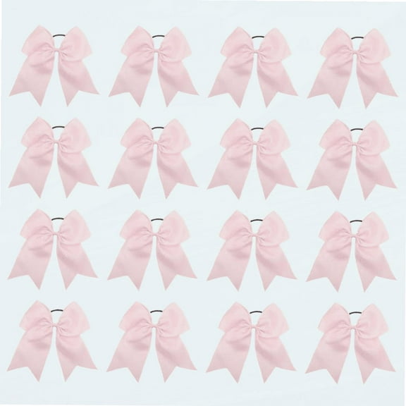 16PCS 8" Large Cheer Hair Bows Ponytail Holder Elastic Band Handmade