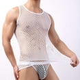 thumbnail image 2 of Miluxas Men Fishnet Tank Top Sheer Transparent Mesh Undershirt Fitted Muscle Gym Shirt Vest White 6(M), 2 of 4