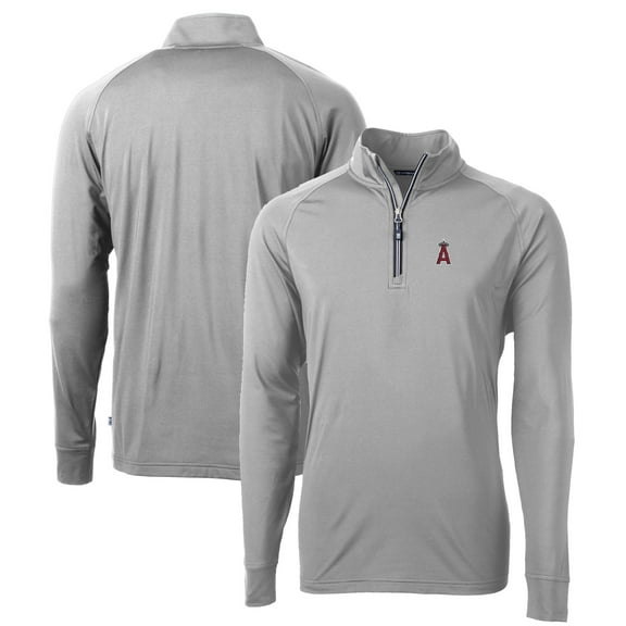 Men's Cutter & Buck Gray Los Angeles Angels Big & Tall Adapt Eco Knit Stretch Recycled Quarter-Zip Pullover Top