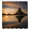 thumbnail image 3 of Iceland Shower Curtain, Nature Sunset Scenic Photo with Mountain and Sun Blurry Reflection on Water, Fabric Bathroom Set with Hooks, 69W X 75L Inches Long, Multicolor, by Ambesonne, 3 of 3