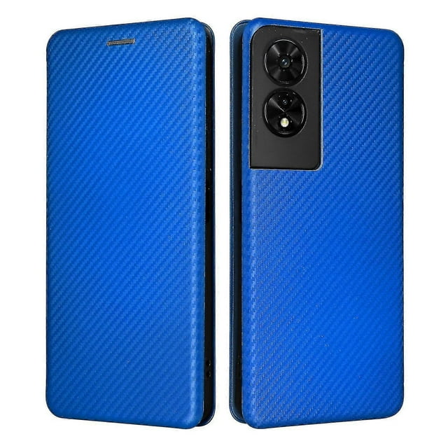 For TCL 505 Phone Case Carbon Fiber Texture Leather Magnetic Closing Shell