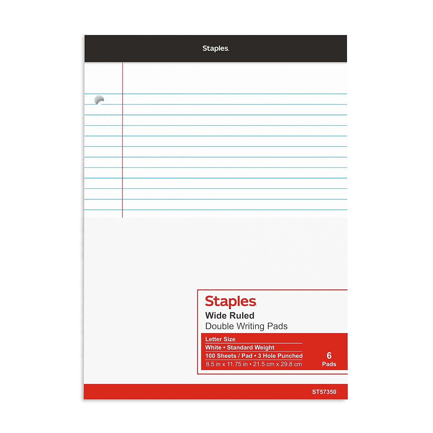 MyOfficeInnovations Double Pad Notepads 8.5x11.75 White 100 Sh/Pd 6 Pd/Pk 478900